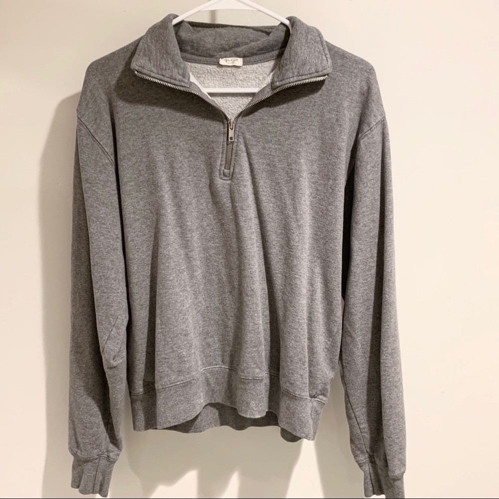 BRANDY MELVILLE Grey Quarterzip Sweatshirt